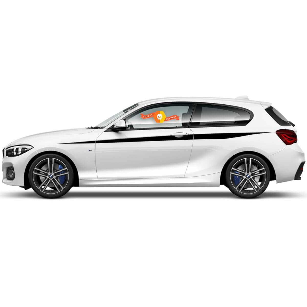 Paar Vinylaufkleber Grafikaufkleber Seite für BMW 1er Serie 2015 schwarz geschnitten
