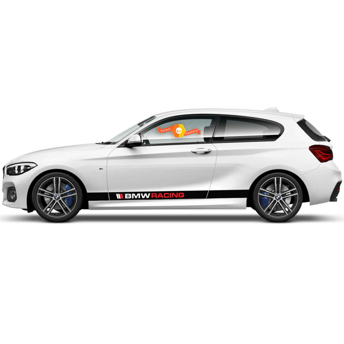 Paar Vinylaufkleber Grafikaufkleber Seite für BMW 1er Serie 2015 Inschrift BMW Racing neu

