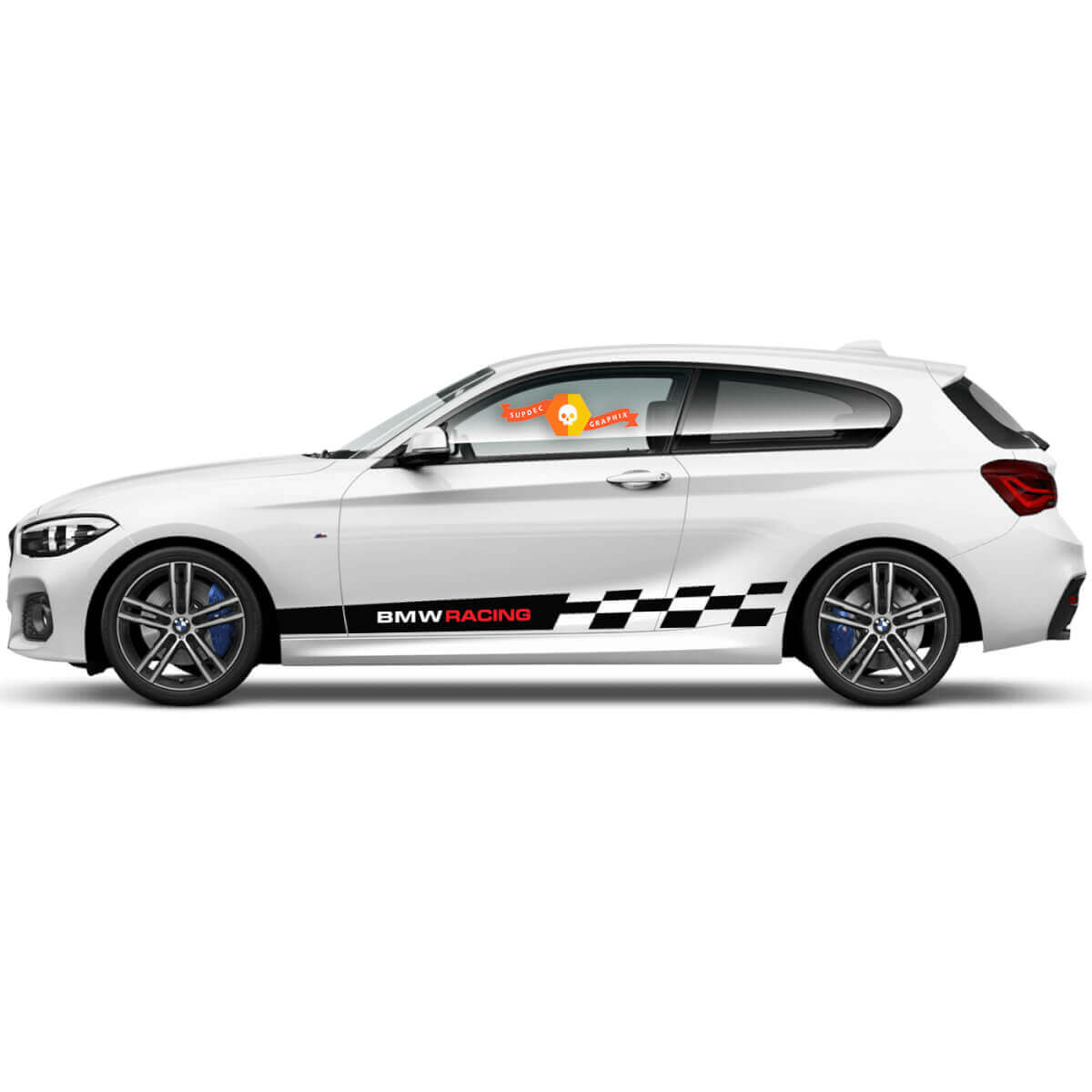 Paar Vinylaufkleber Grafiksticker Seite für BMW 1er Serie 2015 BMW Racing Line Finish
