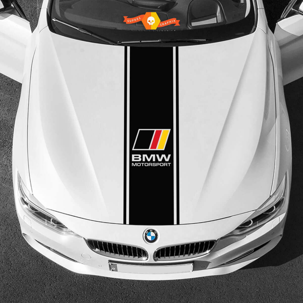 Vinyl-Aufkleber, grafische Aufkleber, BMW Motorhaube in der Mitte, BMW Motorsport
