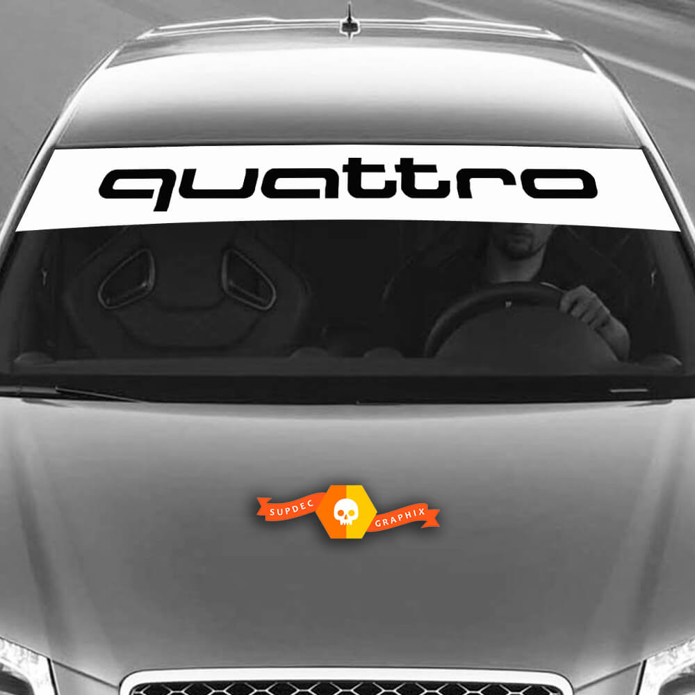 Vinyl-Aufkleber Grafik-Aufkleber Windschutzscheibe für Audi weiß Sunstrip Quattro neu 2022
