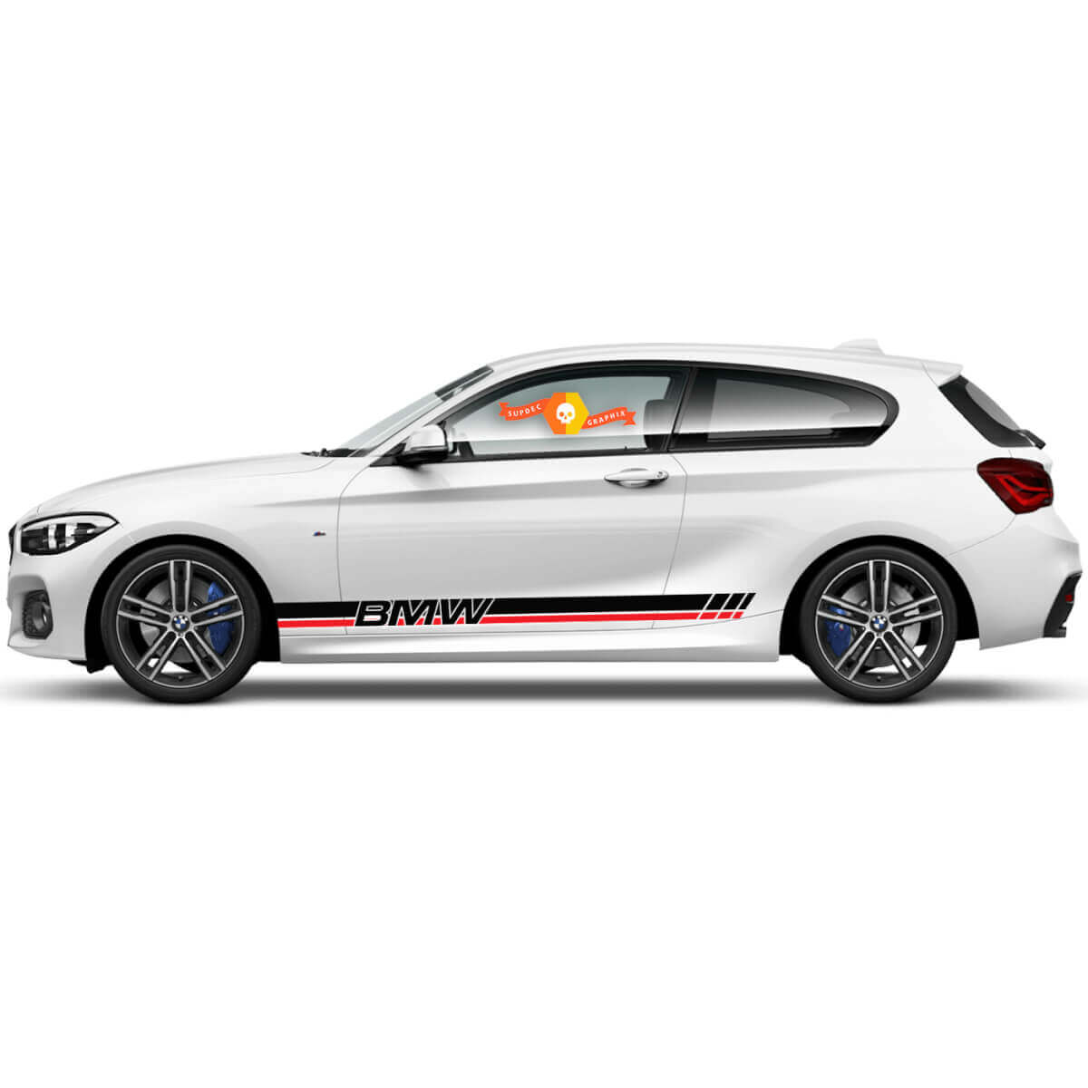2x Vinylaufkleber Grafikaufkleber Seite BMW 1er Serie 2015 Schweller BMW Rennstil
