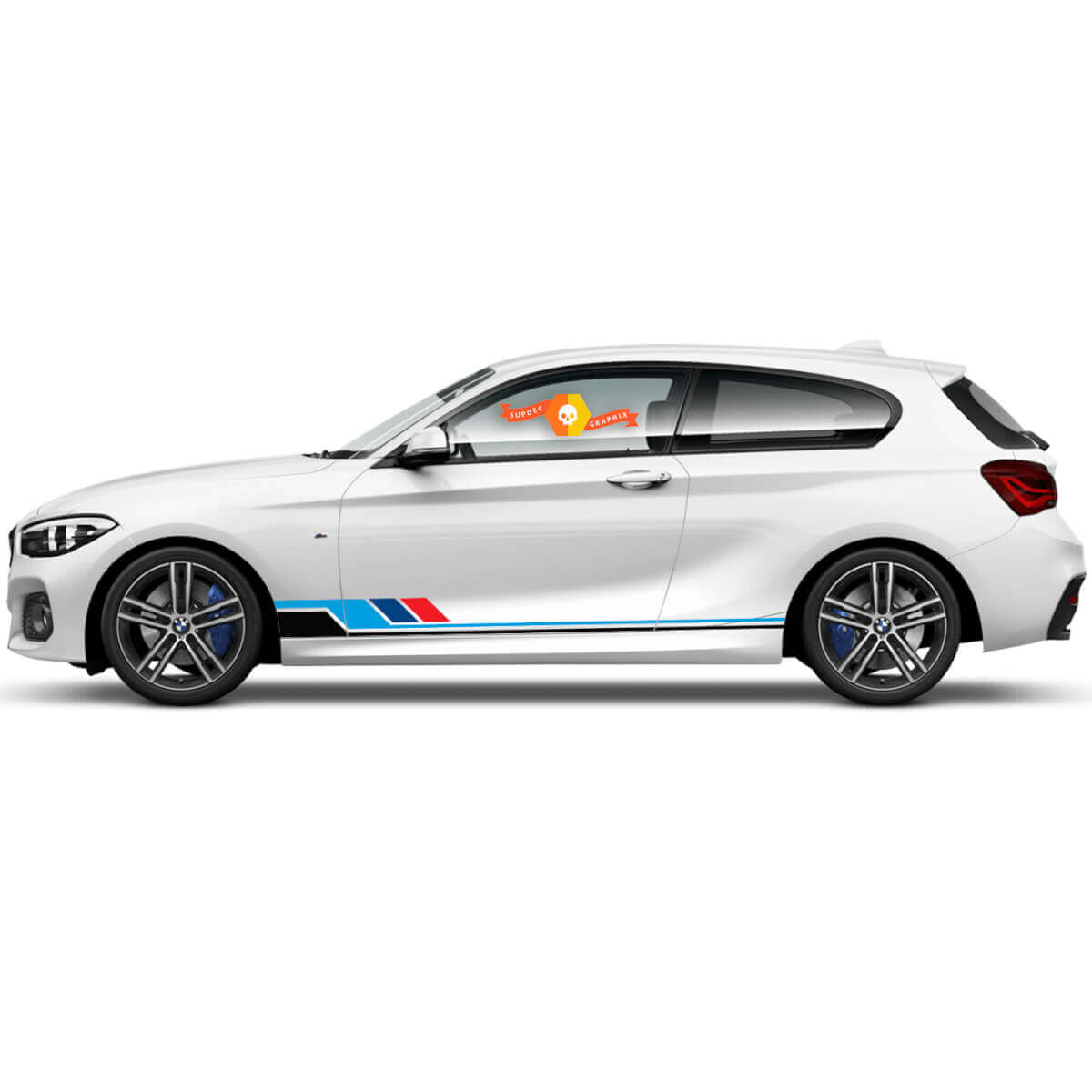 2x Vinyl-Aufkleber Grafik-Sticker Seite BMW 1er Serie 2015 Schwellerstreifen neu
