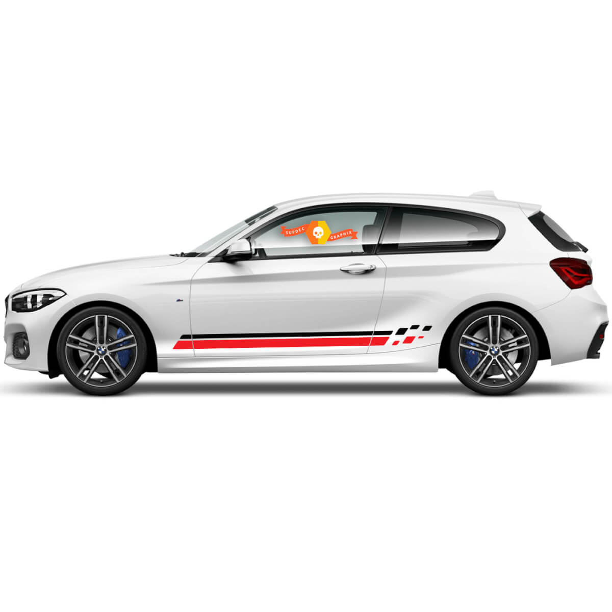 2 x Vinyl-Aufkleber, grafische Aufkleber, seitliche Türstreifen für BMW 1er-Serie 2015, neu
