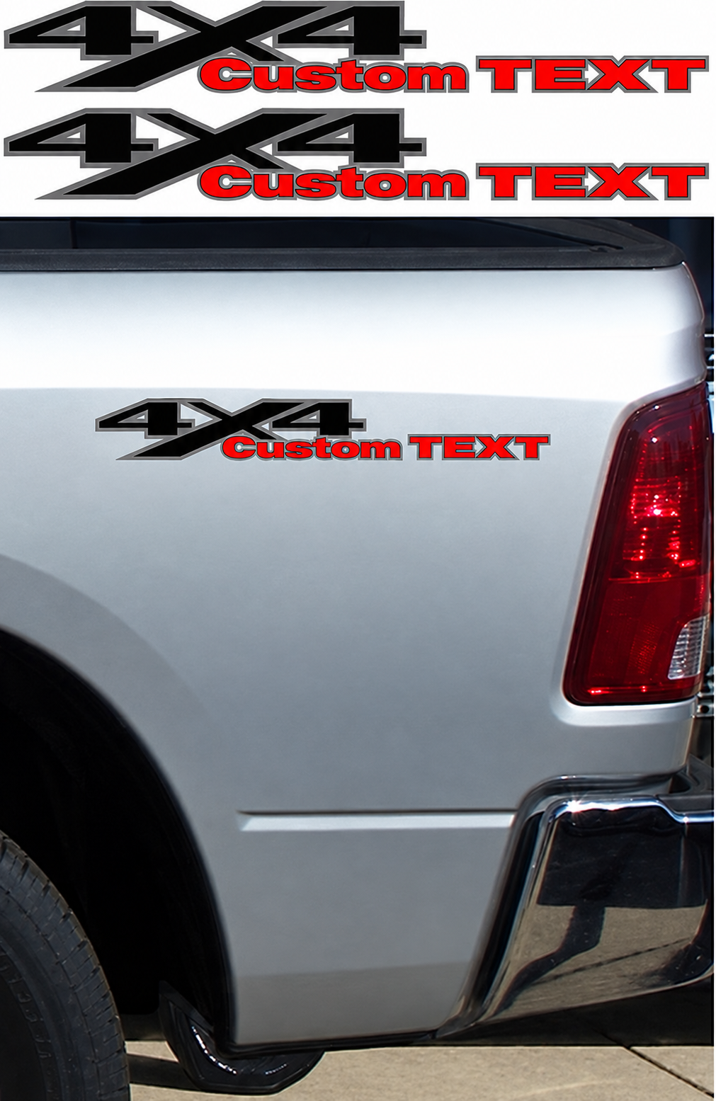 4x4 Individuelle Schrift Winkelhafte LKW-Beschriftung Seitenwand Vinyl-Aufkleber für Dodge Ram 1500