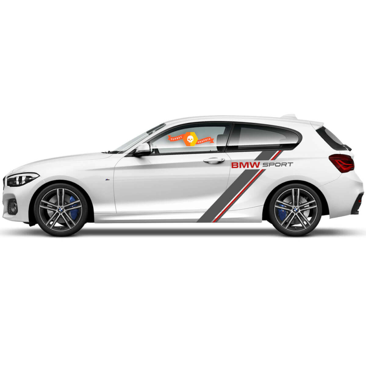 2 x Vinyl-Aufkleber Grafik-Sticker Seite BMW 1er Serie 2015 stilvoller hinterer Teil
