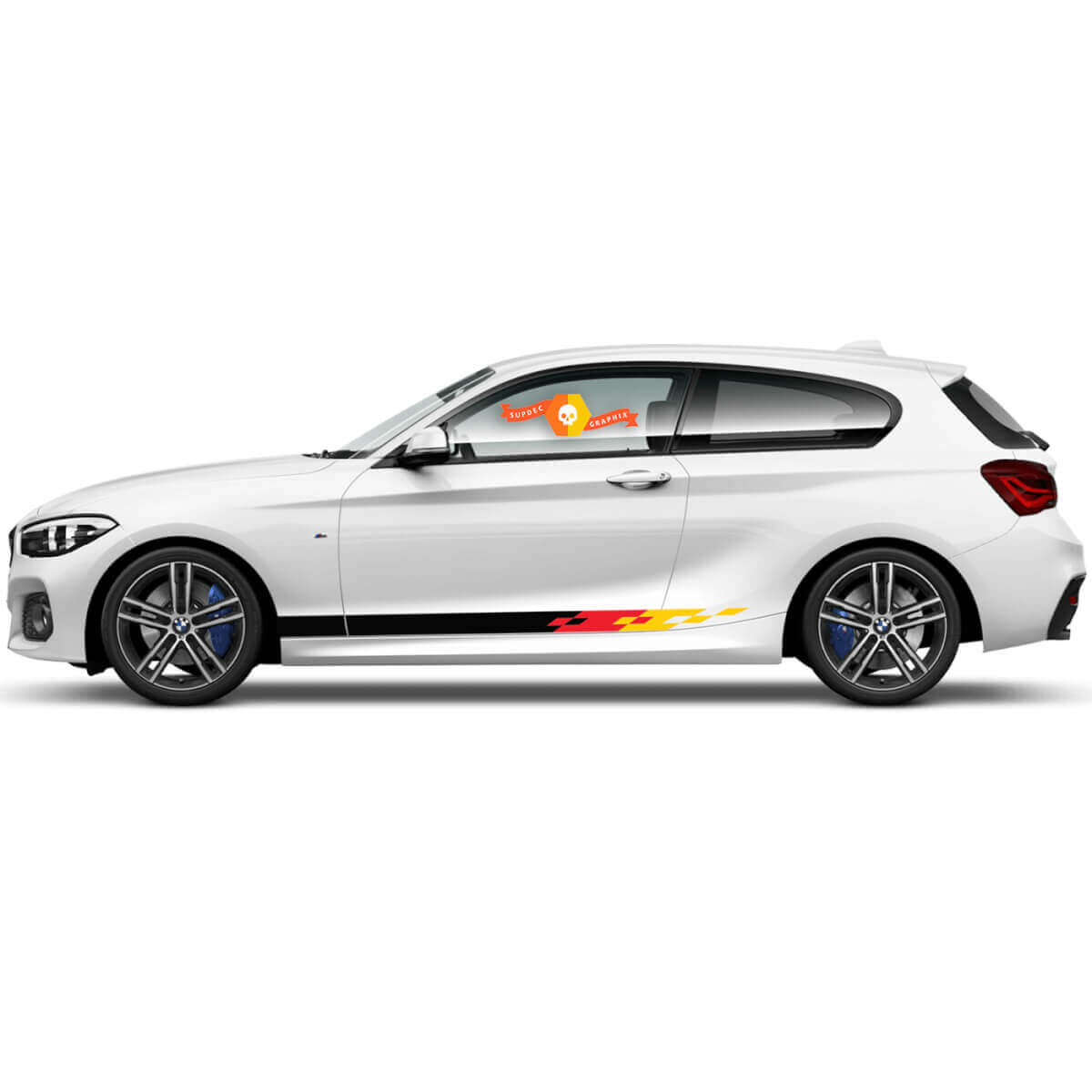 2 x Vinyl-Aufkleber Grafik-Sticker Seite BMW 1er Serie 2015 Schweller Palette Flagge Deutschland
