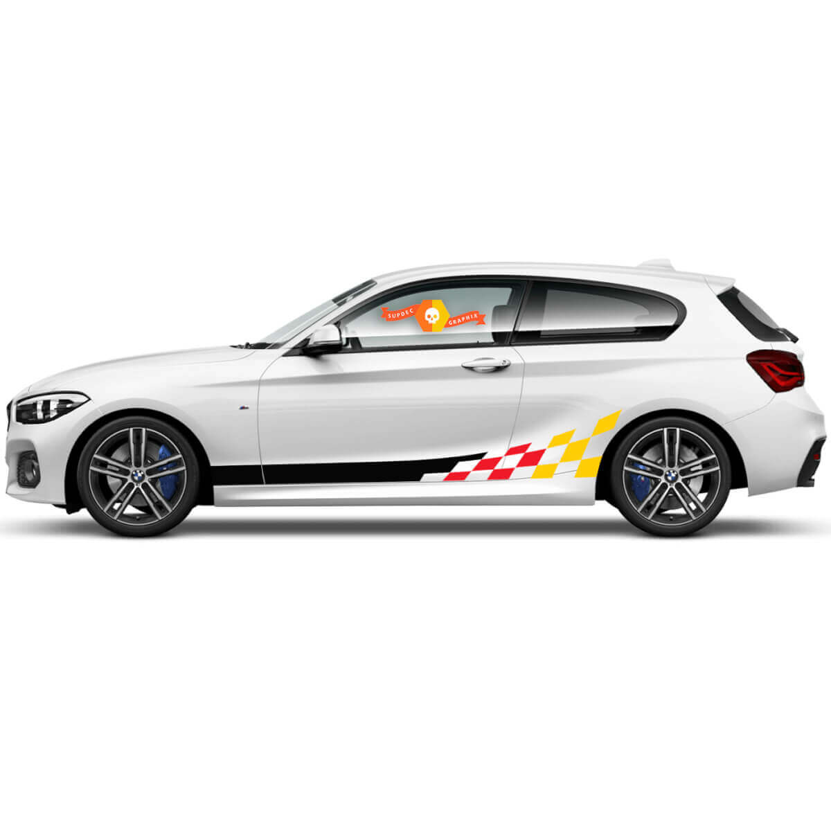 2x Vinyl Aufkleber Grafik Sticker Seite BMW 1er Serie 2015 Schweller Spur Deutschland
