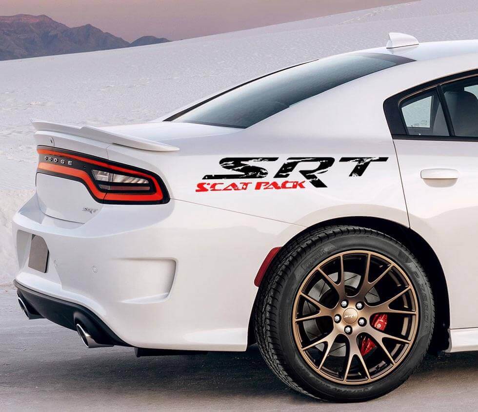 Abgenutzter SRT Scat Pack Seiten-Vinylaufkleber für Dodge Charger oder Challenger