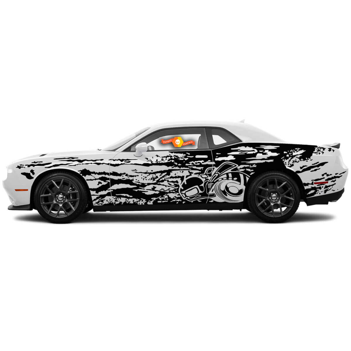 Super Bee Grunge-Stil Seitliche Vinyl-Aufkleber Paar für Dodge Challenger Charger