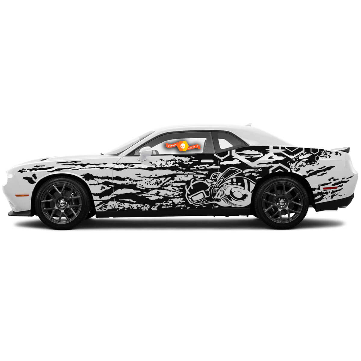 Paar Super Bee Grunge Hexagon Türseitliche Aufkleber für Dodge Challenger oder Charger