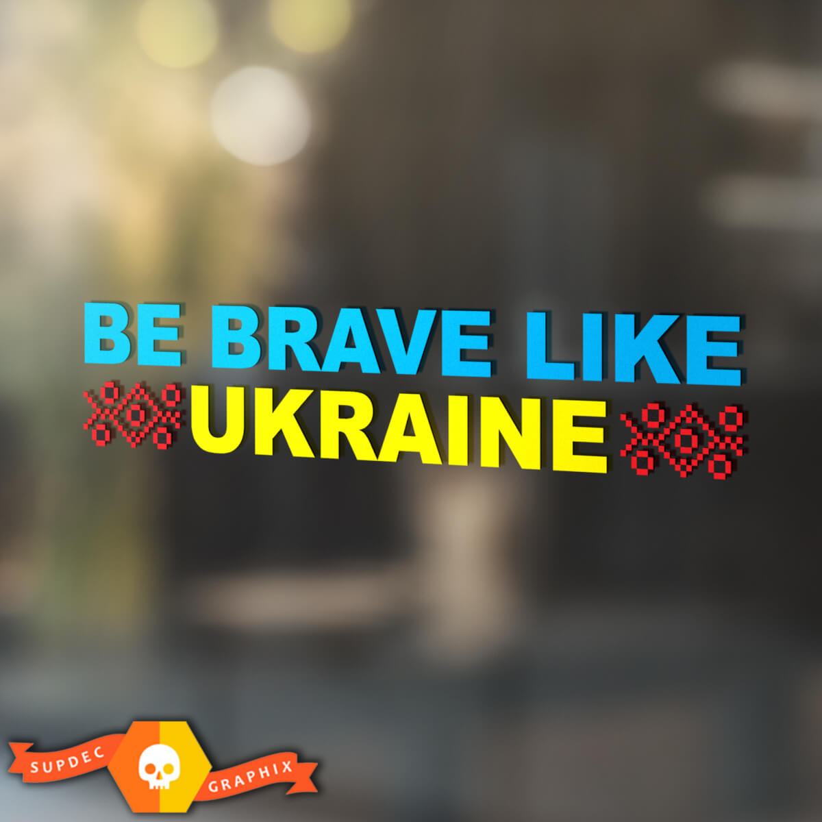 Seien Sie mutig wie die Ukraine mit Ornament-Vinyl-Autofenster-Aufkleber
