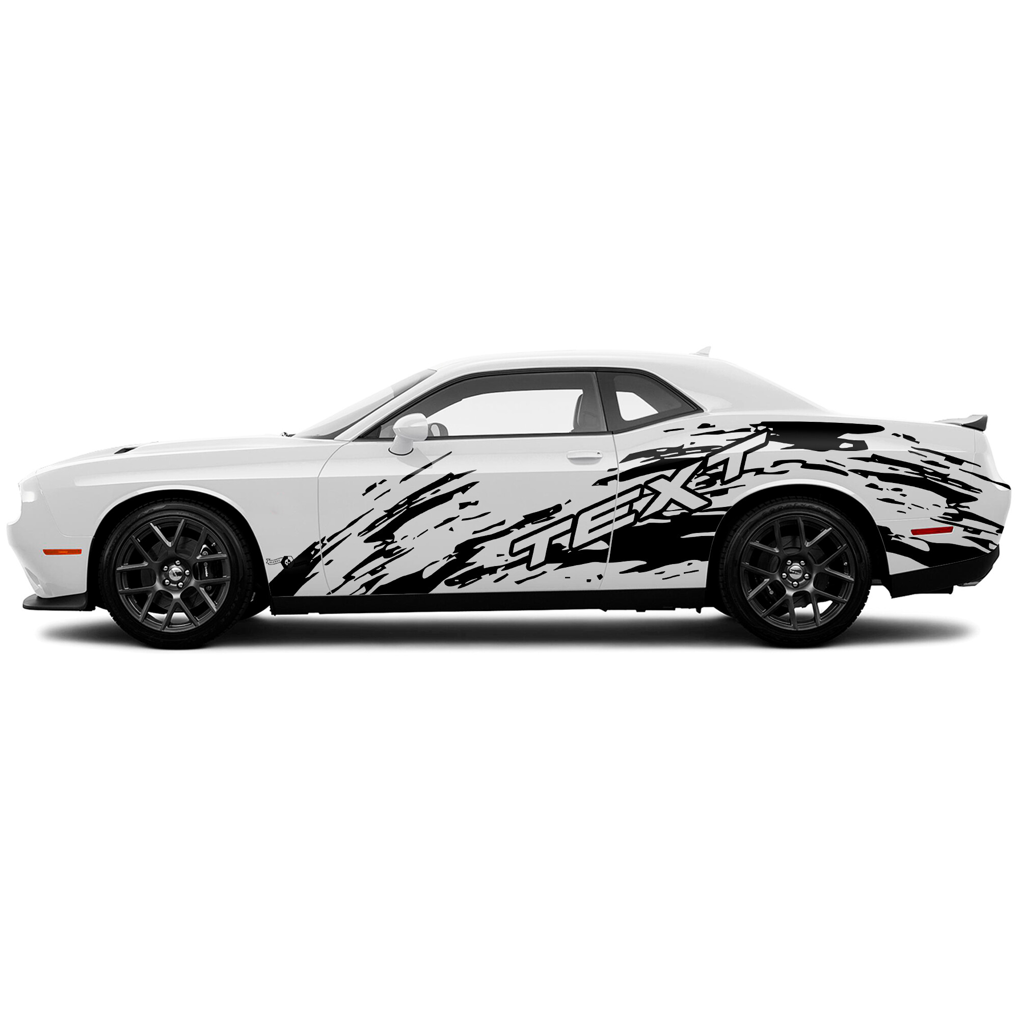Individuelles Textschlamm-Spritz-Stil Seiten-Vinylaufkleber für Dodge Challenger