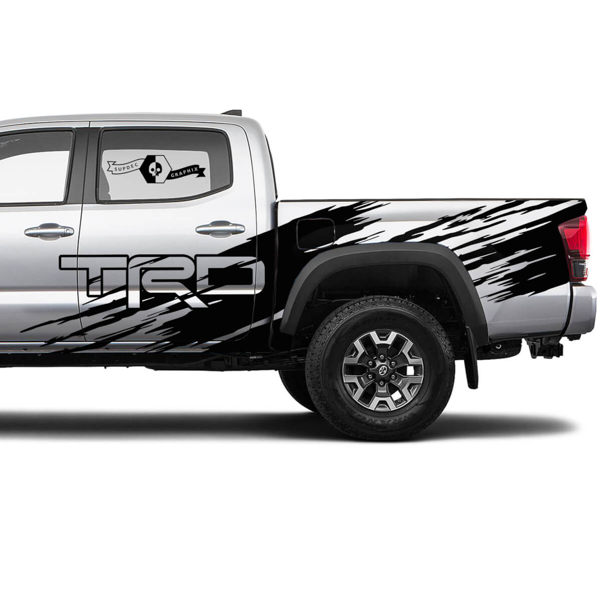 2 Tacoma Huge Side Bed Doors TRD Splatter Vinyl Aufkleber Aufkleber Kit für Toyota Tacoma
