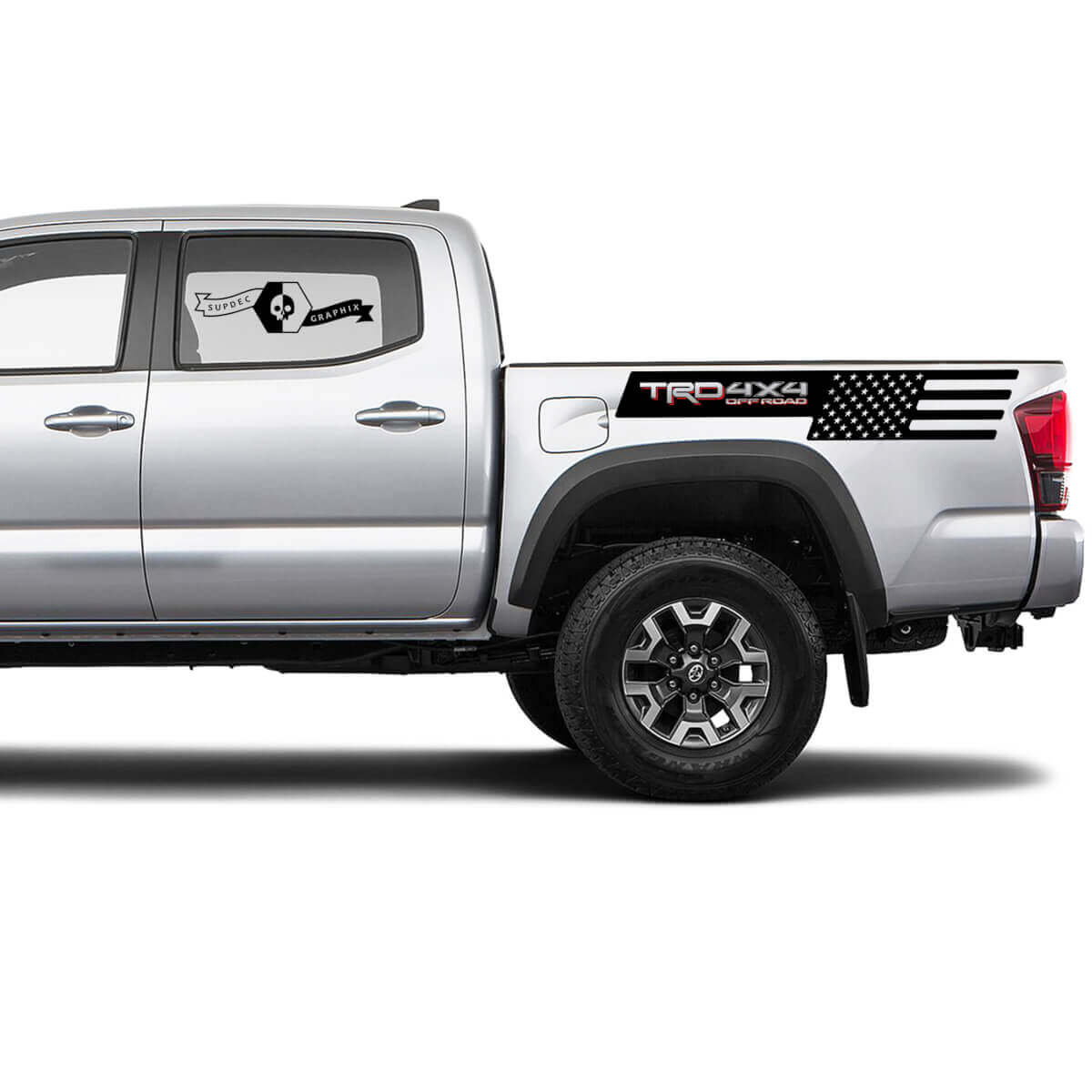 2 Tacoma 2 Farben Seitenbett USA Flagge TRD 4x4 Off-Road Vinyl Aufkleber Decal Kit für Toyota Tacoma
