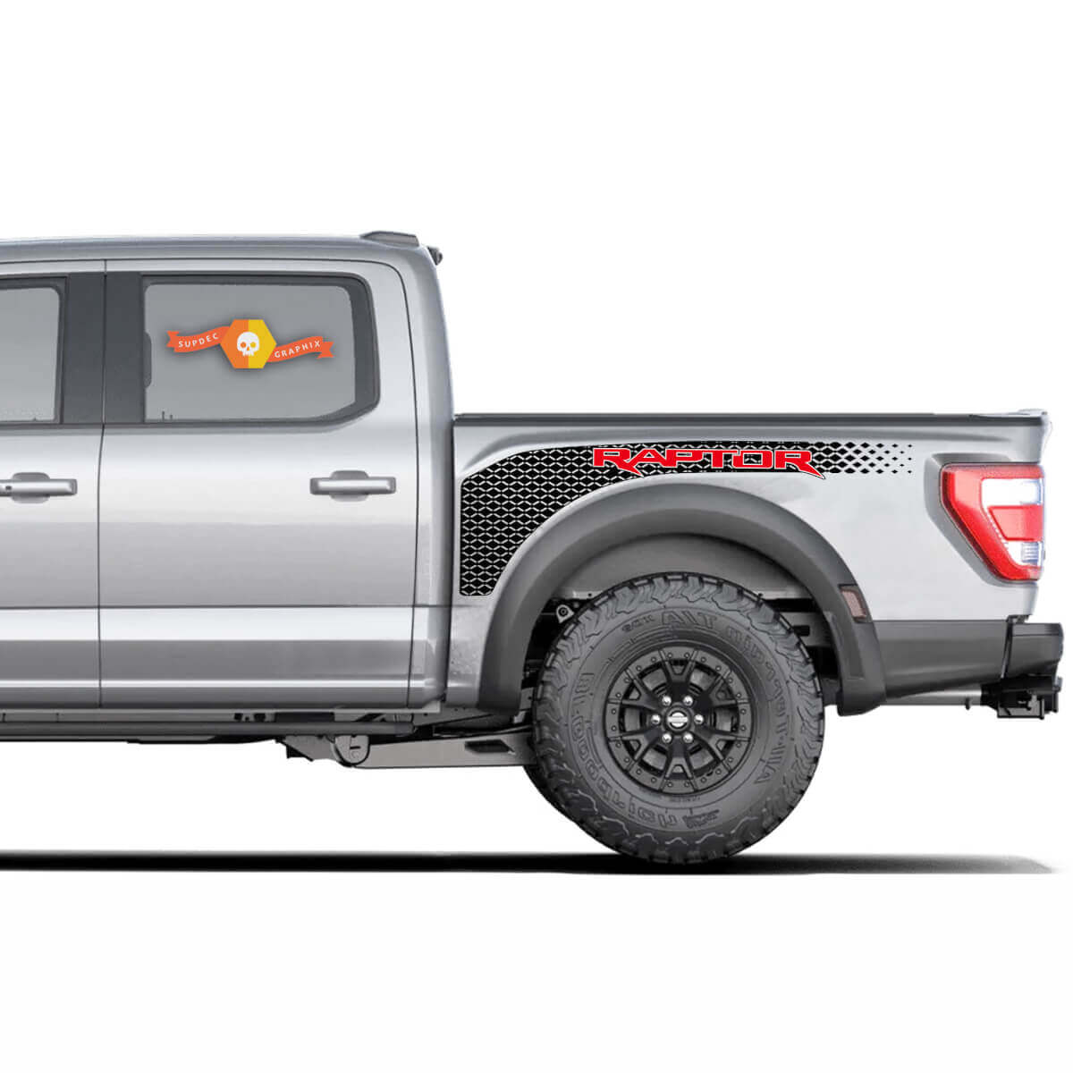 Perforiertes Vinyl-Aufkleber-Set für Seitenbett für Musclecar Truck Power Truck 2022