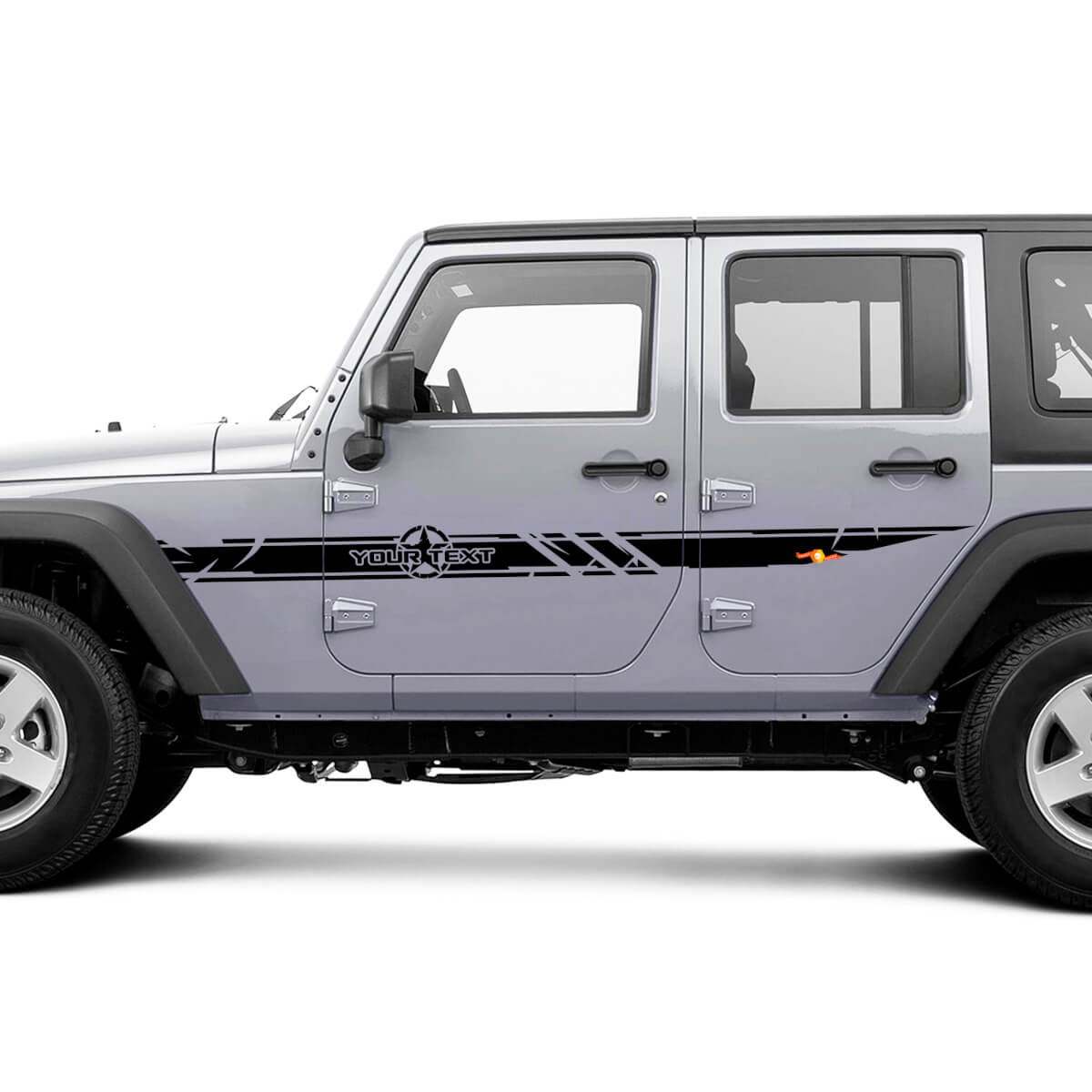 Disctessed Custom Army Star Seitenstreifen Vinyl-Aufkleber-Set für Jeep Wrangler