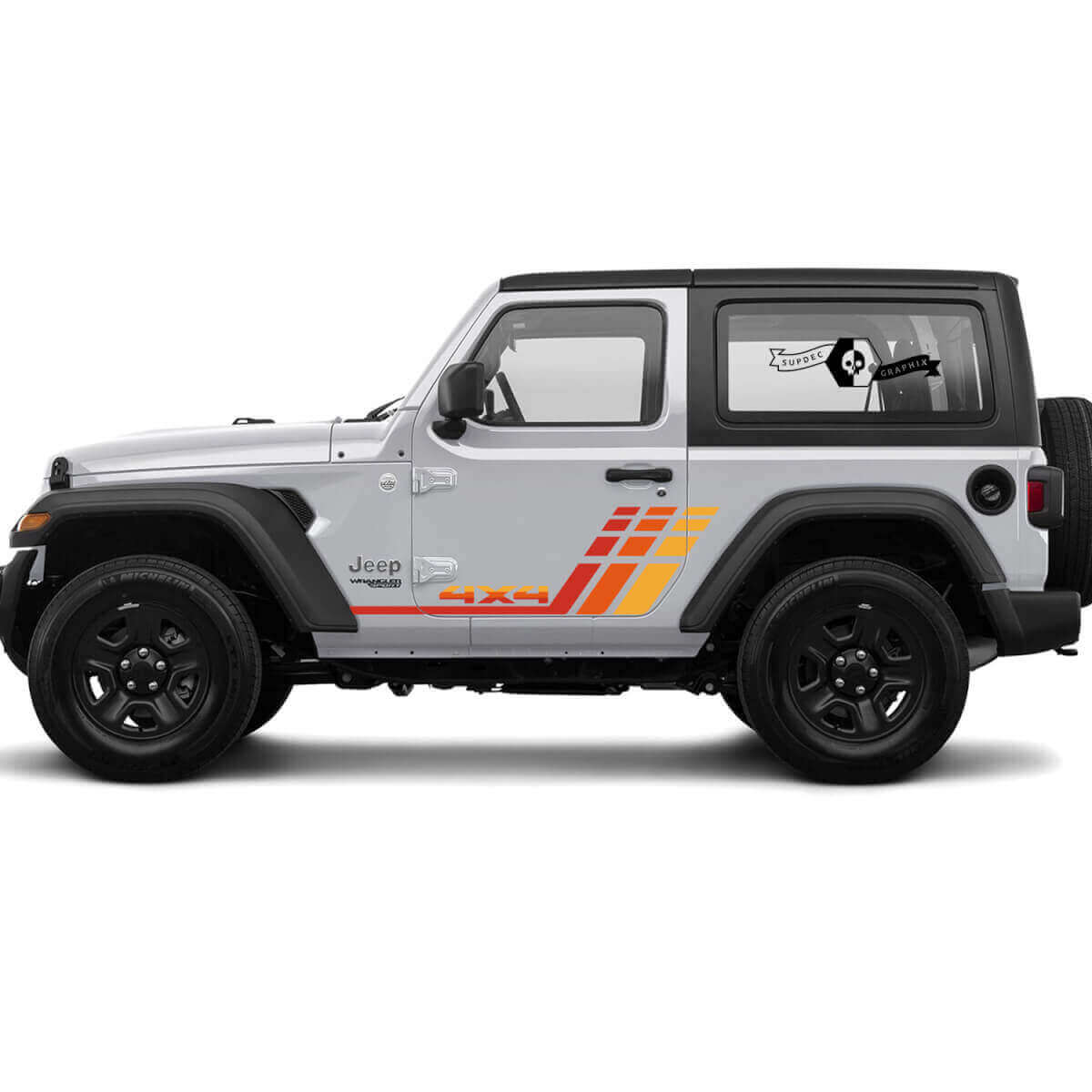Retro 4x4 Seitenstreifen Vinyl-Aufkleber Set für Jeep Wrangler 2-Türer