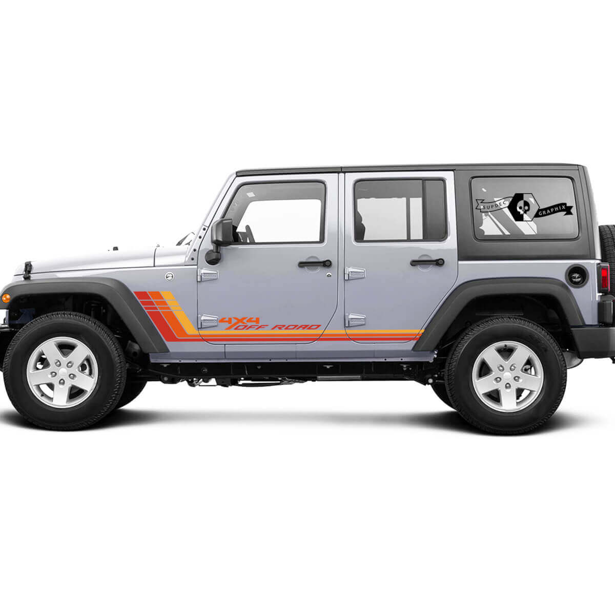 Jeep Rubicon Retro Vintage 4x4 Off-Road 4 Türen Rennstreifen-Kit Sport Offroad Grafik-Kits
