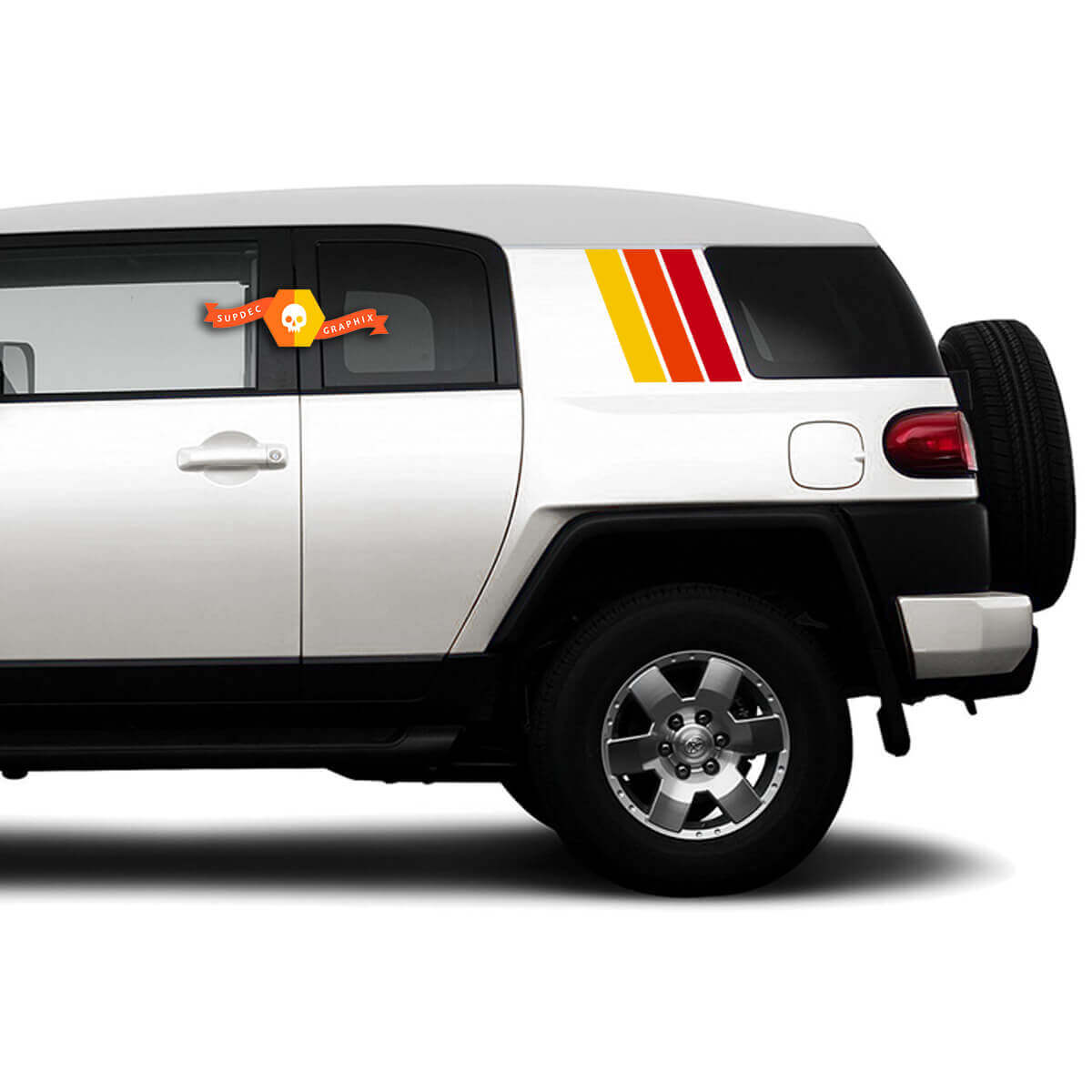 Paar aus drei Farben Old School Toyota FJ Cruiser Streifen Seitenaufkleber Vinyl für Toyota FJ Cruiser -- Drei Außenfarben
