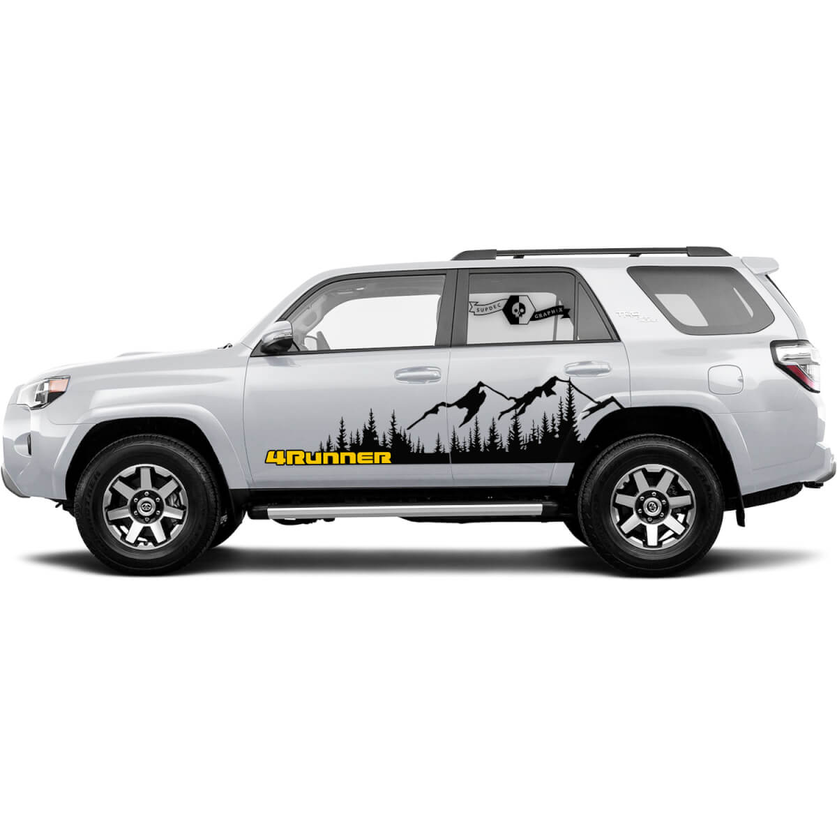 2x zwei Farben 4Runner Seitentüren Vinyl Mountains Waldabziehbilder Wrap -Aufkleber für Toyota 4Runner TRD