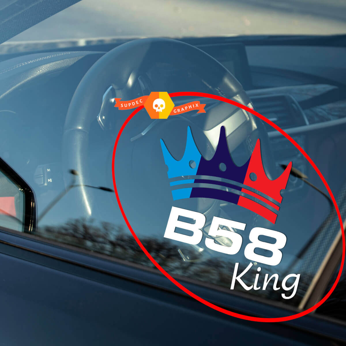 BMW B58 Stil Krone Fenster Vinyl Aufkleber Sticker für BMW