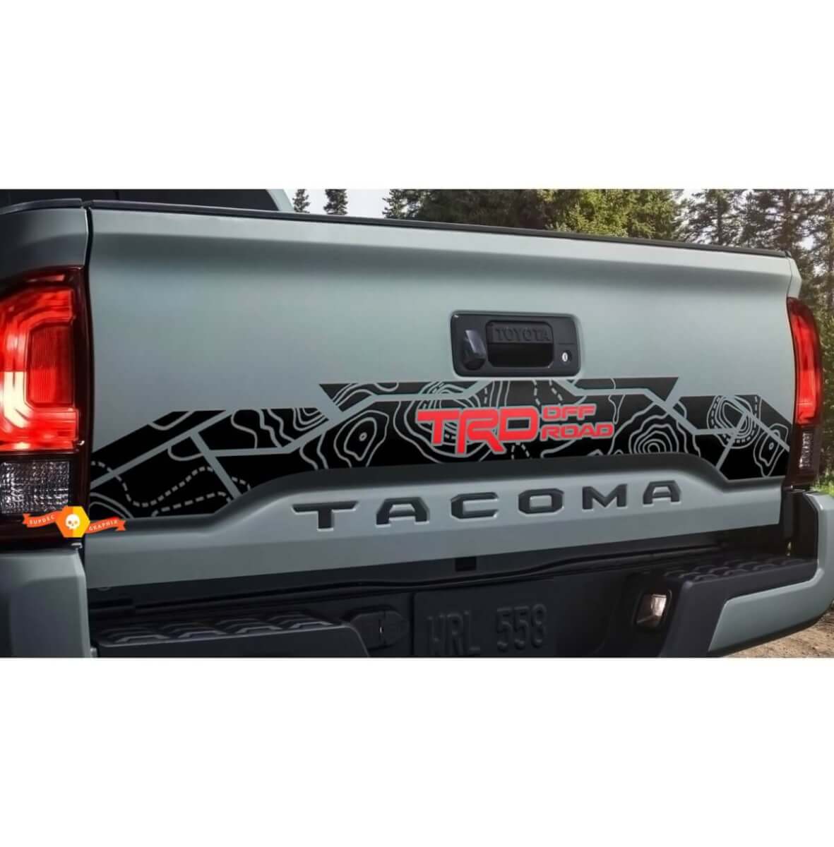 Topographischer Kartenstil TRD Heckklappen-Vinyl-Aufkleber für Toyota Tacoma 2016-2021