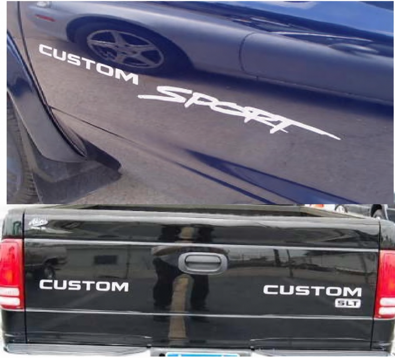 Custom Sport Schriftzug Set Seitenheckklappe Vinylaufkleber Sticker für Dodge Dakota