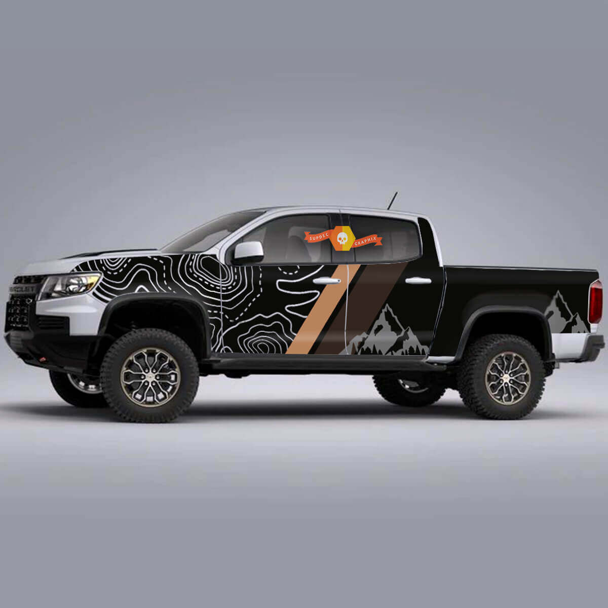 Topografischer Bergseiten-Vinylaufkleber-Satz für Chevy Colorado ZR2