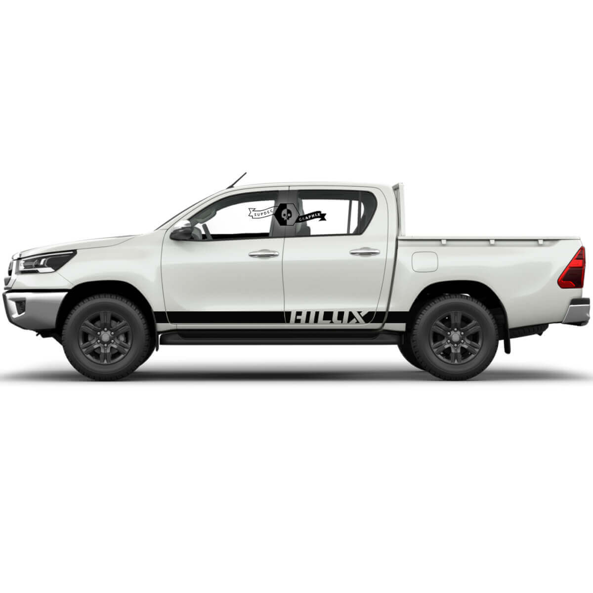 Paar Toyota Hilux Modern Rally Solid Stripe Seitenschweller Vinyl Aufkleber Decal Grafik
