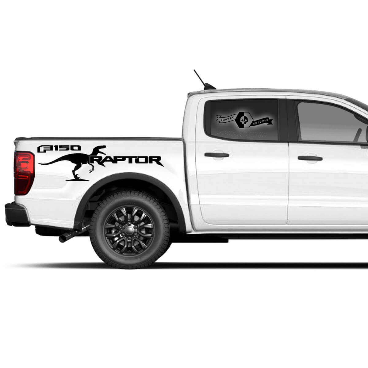 2 x Moderne Neue Ford F150 Raptor 2022 Logo Seitenbett Grafik Aufkleber
