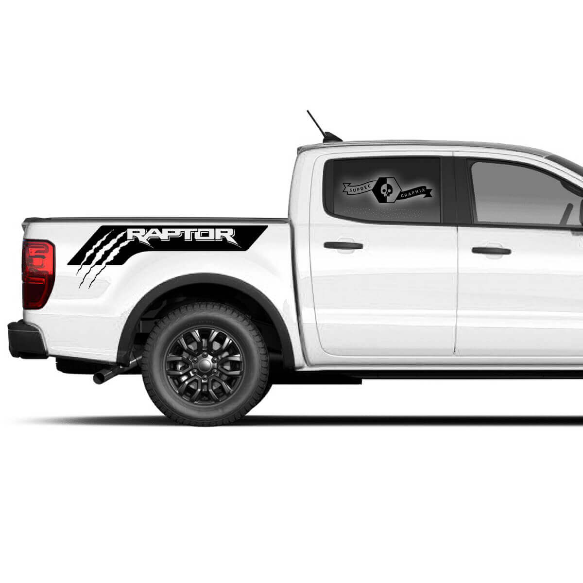 Paar neue Ford F150 Raptor 2022 Kratzkrallen-Logo-Seitenbett-Grafik-Aufkleber
