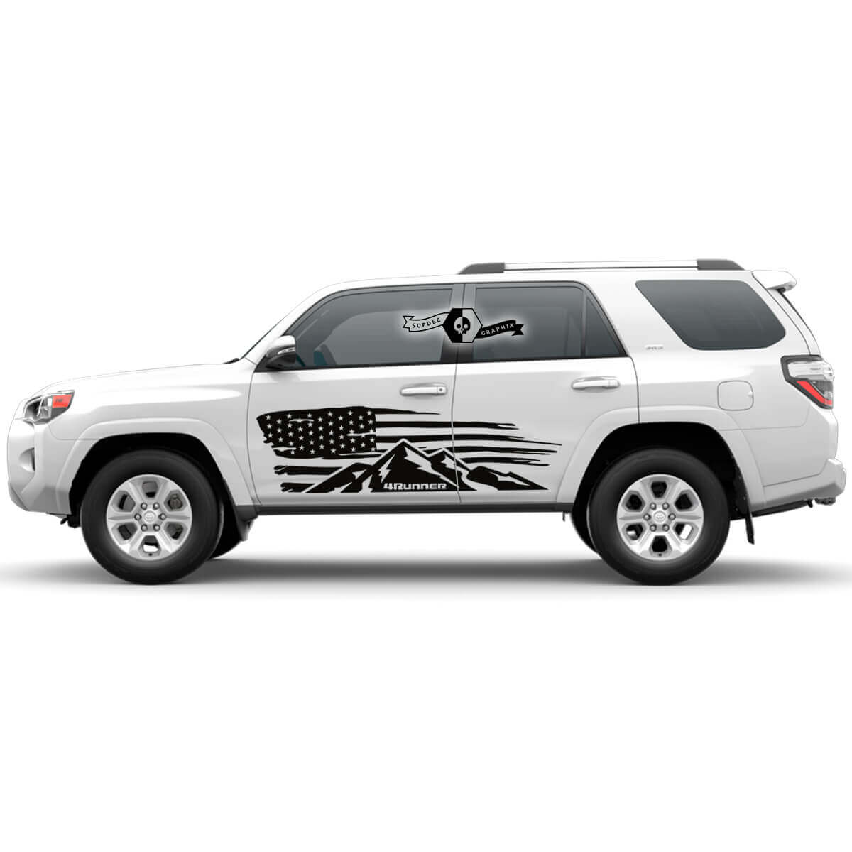 Verwaschener USA-Flagge Berg SeitenTür Vinylaufkleber für Toyota 4Runner