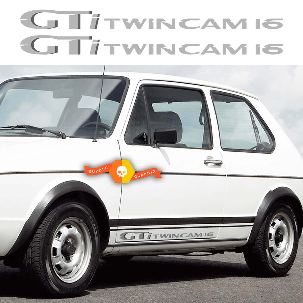 GTi Twin Cam 16 Seitlicher Aufklebersatz für Volkswagen Golf GTI Mk1