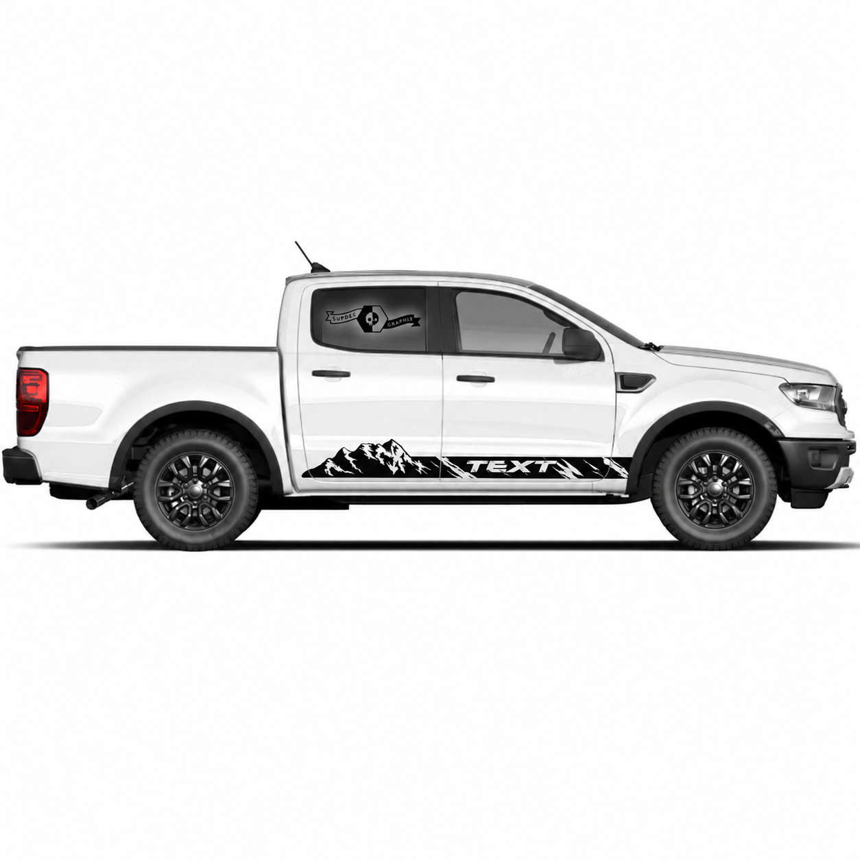Benutzerdefinierter Text Verwaschene Vinyl-Berg-Side-Rocker-Panel-Streifen-Grafik-Aufkleber-Set für Musclecar Truck Power Truck 2022