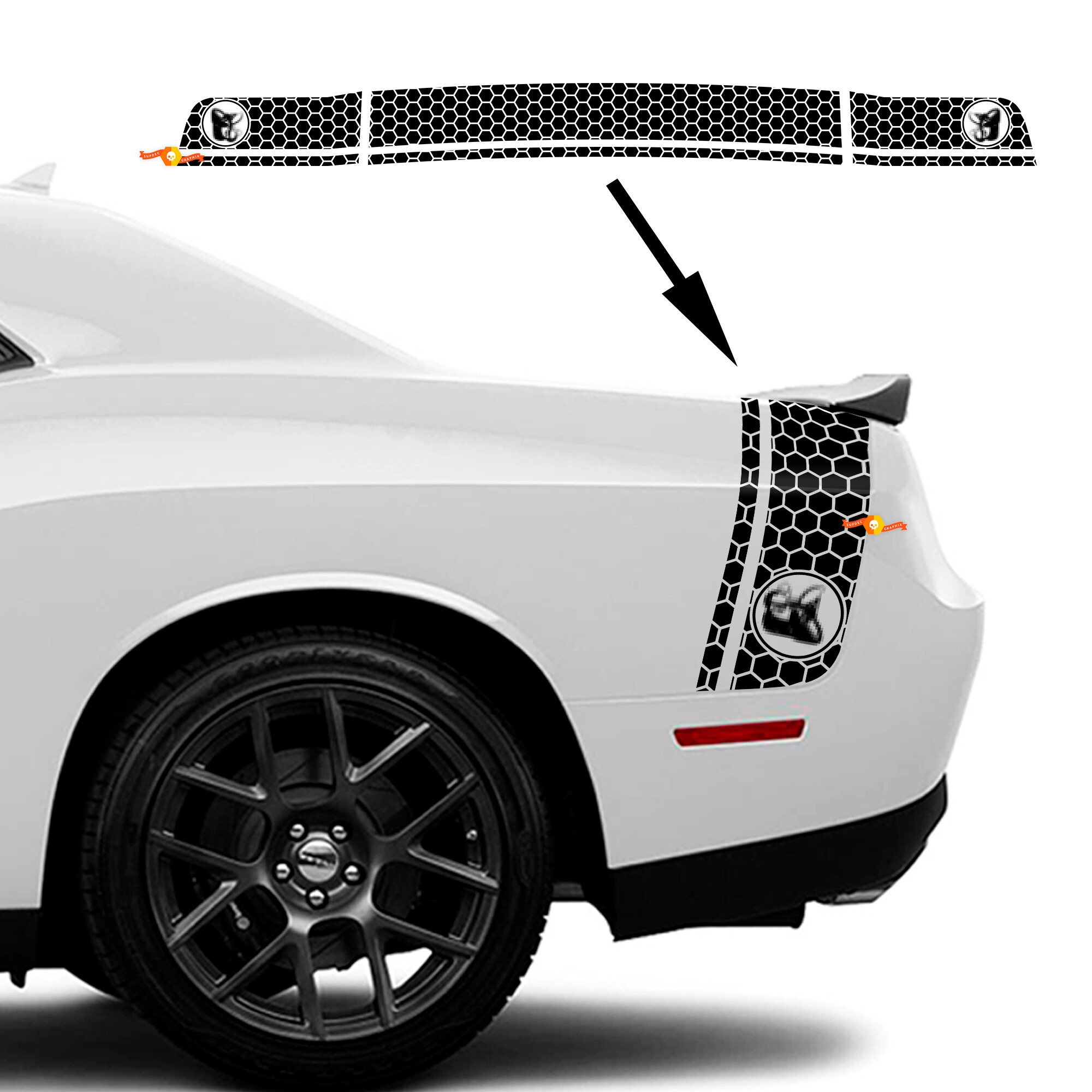 Super Bee Honigwaben-Stil Seitenkoffer Vinyl-Aufkleber für Dodge Challenger