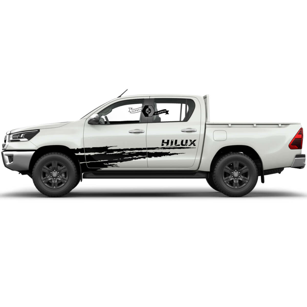 Paar Toyota Hilux 2022 Rally Türen Streifen Seitenspritzer Distressed WRAP Vinyl Aufkleber Decal Grafik

