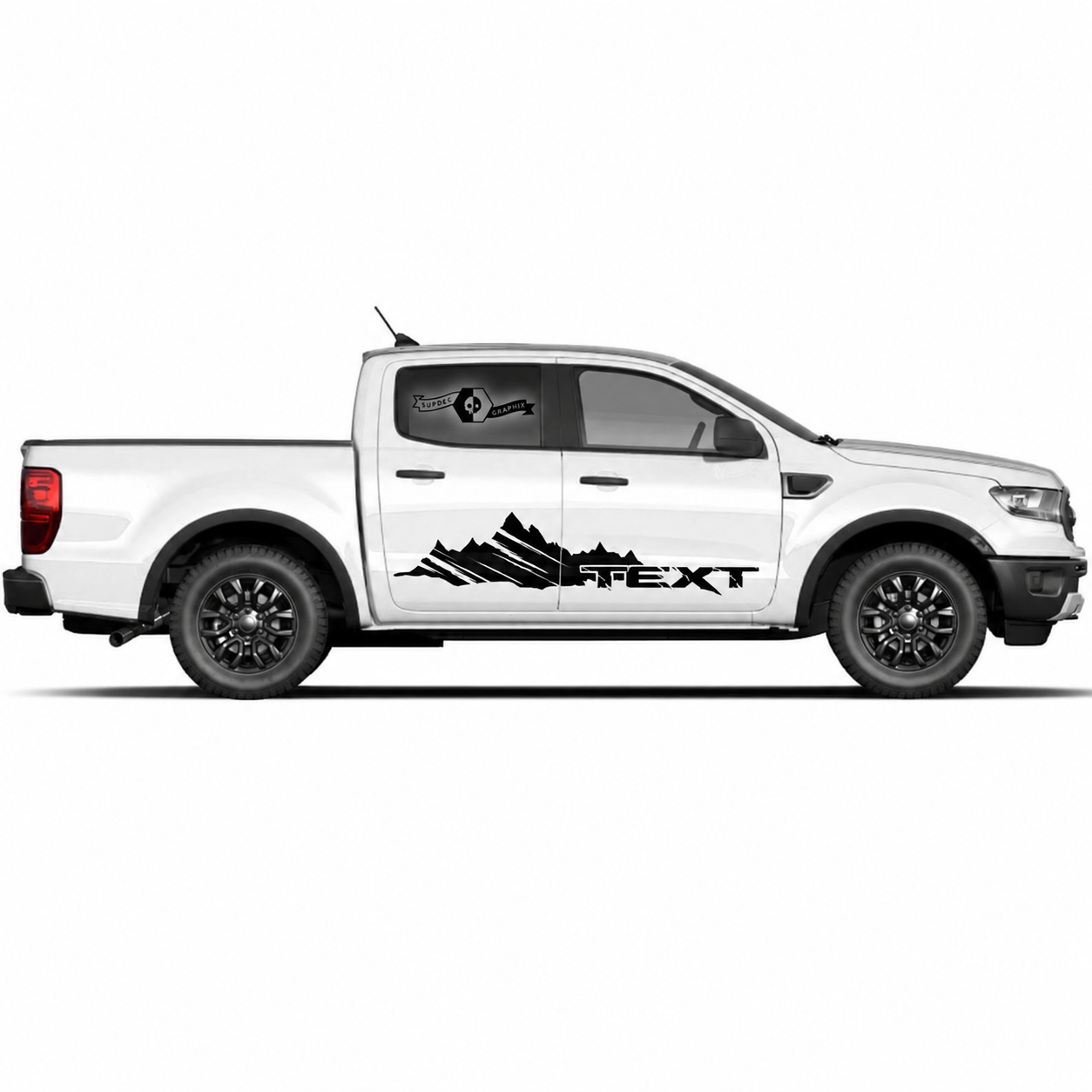 Individuelle abgenutzte Vinyl-Bergseiten-Türgrafik Aufkleberpaar für Musclecar Truck Power Truck 2022