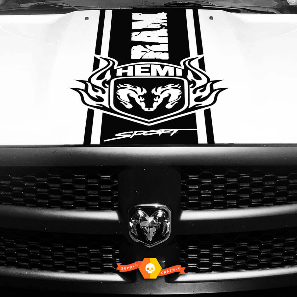 Abgenutzter HEMI Haubenstreifen Vinyl-Aufkleber Vinyl-Streifen für Dodge Ram