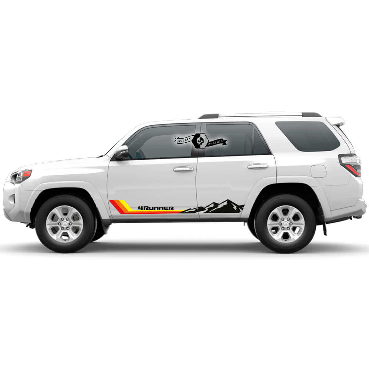 4Runner 2023 Seitentür Old School Sunset Vinyl Mountains Aufkleber Streifen für Toyota 4Runner TRD
