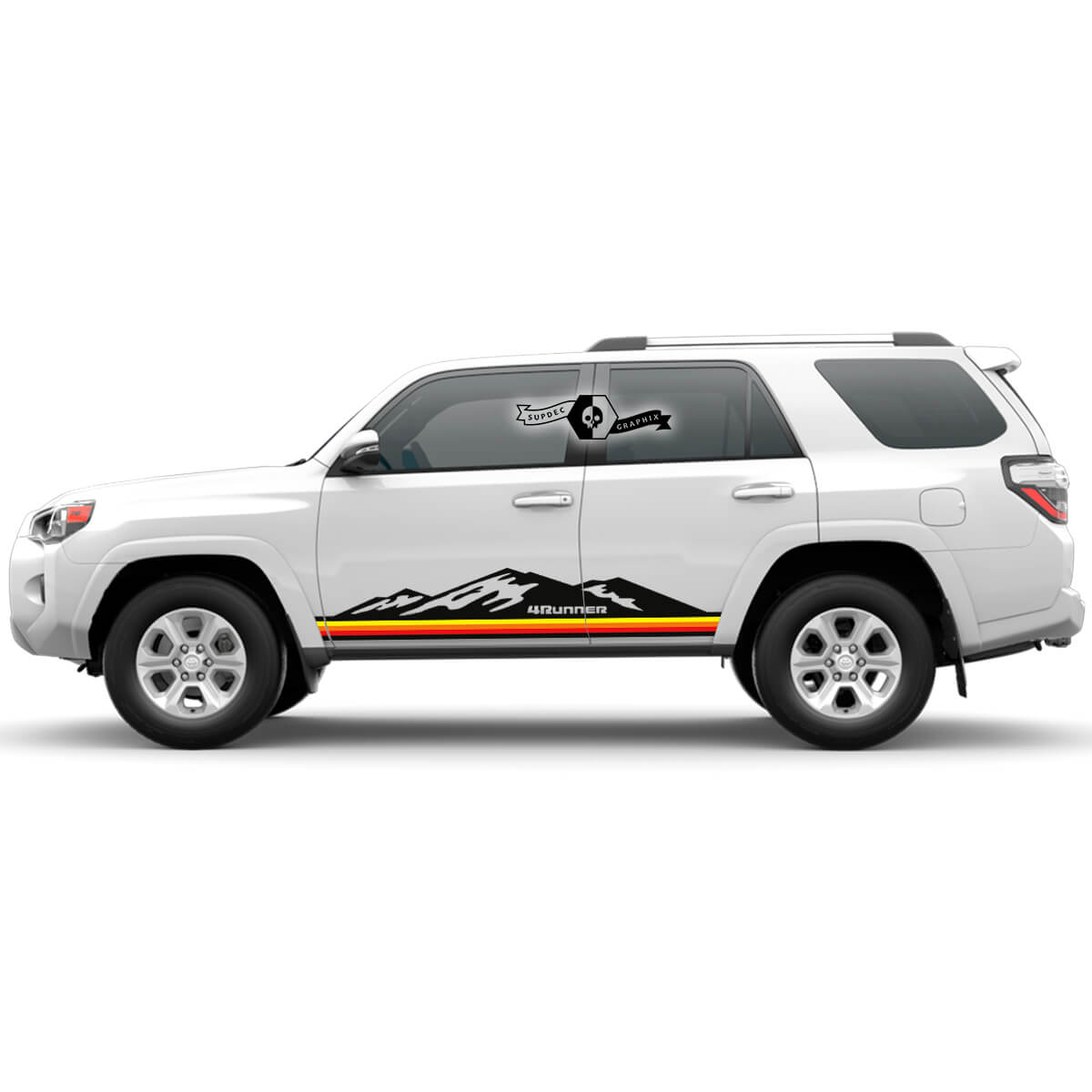 2x 4runner 2023 Seitentür Old School Sunset Vinyl Mountains Stripe Decals Aufkleber für Toyota 4Runner TRD