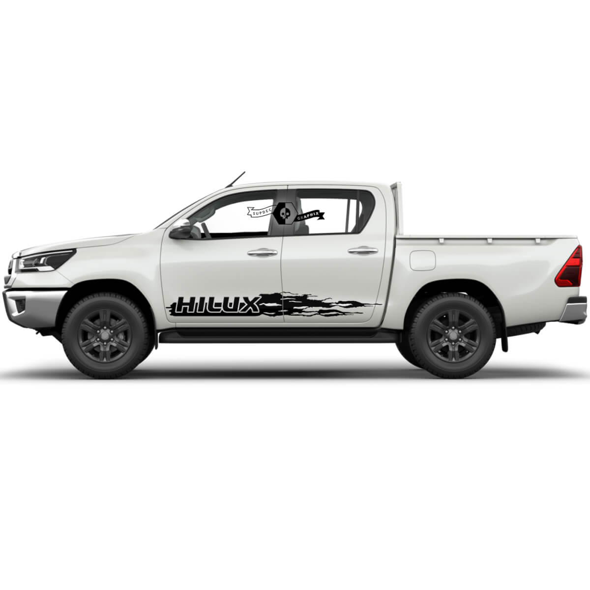 Paar Toyota Hilux Moderne Rallye Distressed Fire Lightning Stripe Side Rocker Panel Vinyl Aufkleber Aufkleber -Aufkleber Grafik