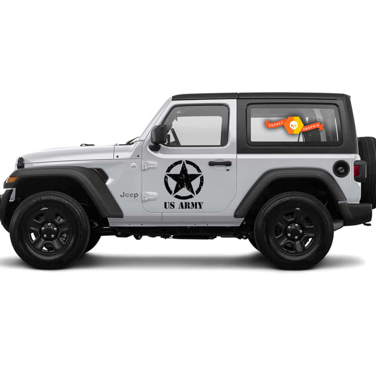 2 Jeep US ARMY mit abgenutztem Military Star Tür Wrangler Aufkleber Grafiken Vinyl
