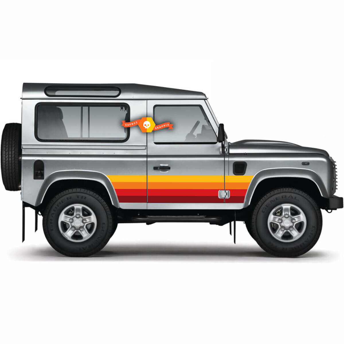 Vintage-Stil Seitenstreifen Vinylaufkleber für Land Rover Defender 90