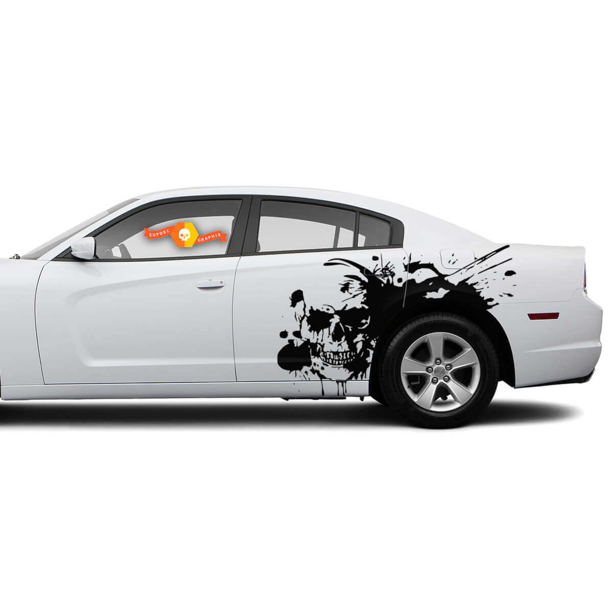 Paar Skull Side Dodge Challenger oder Charger Splash Wrap Aufkleber Sticker
