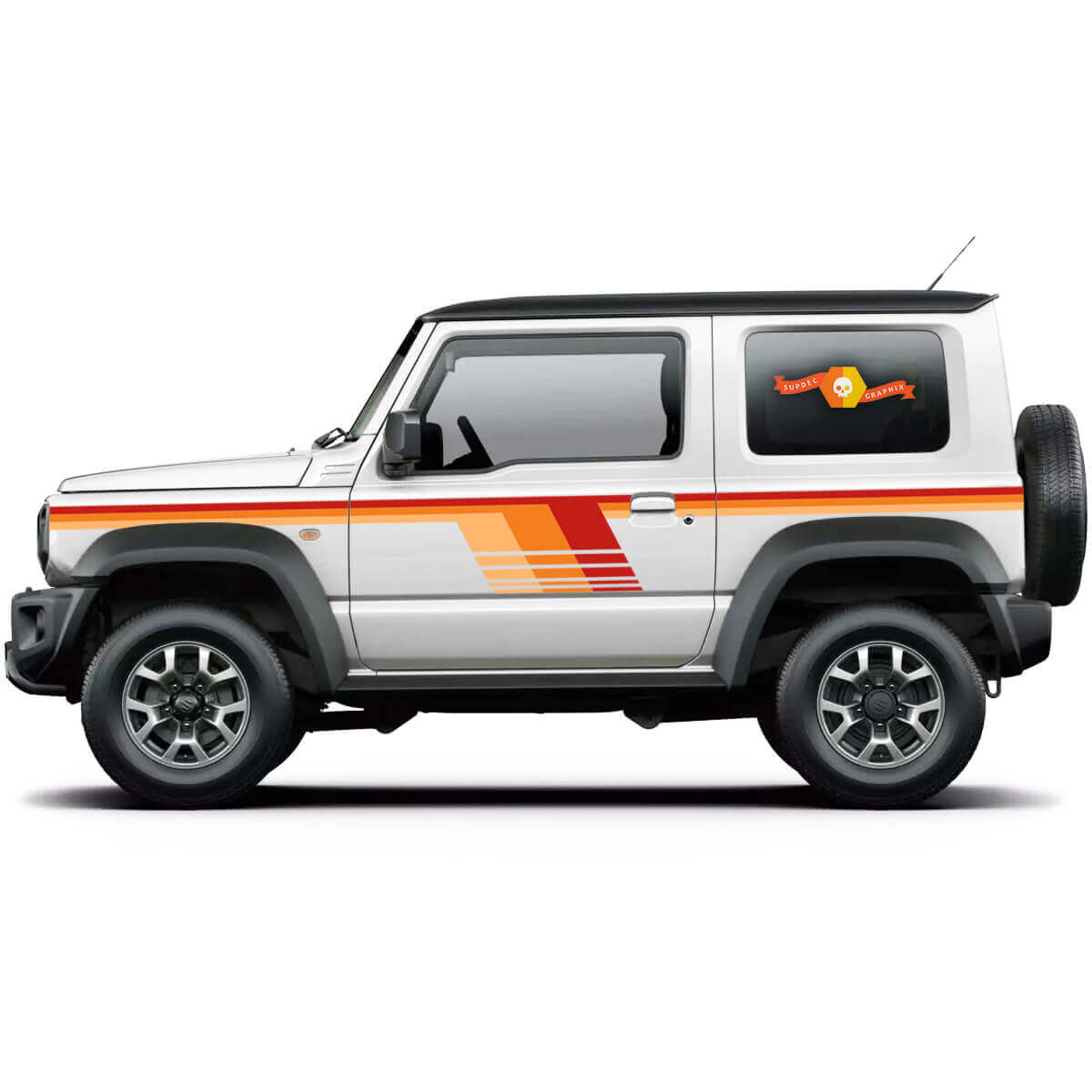 2X SUZUKI JIMNY GRAFIKEN STREIFEN Individuelle Farben verfügbar Seitenkarosserie Türaufkleber Grafiken

