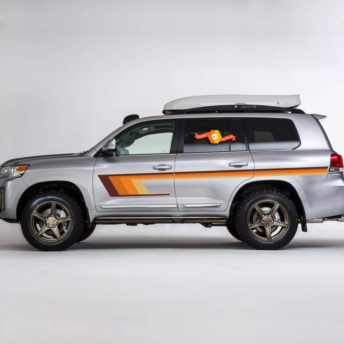 Retro Seitlicher Streifen Vinyl Aufkleber Set für Toyota Land Cruiser 200