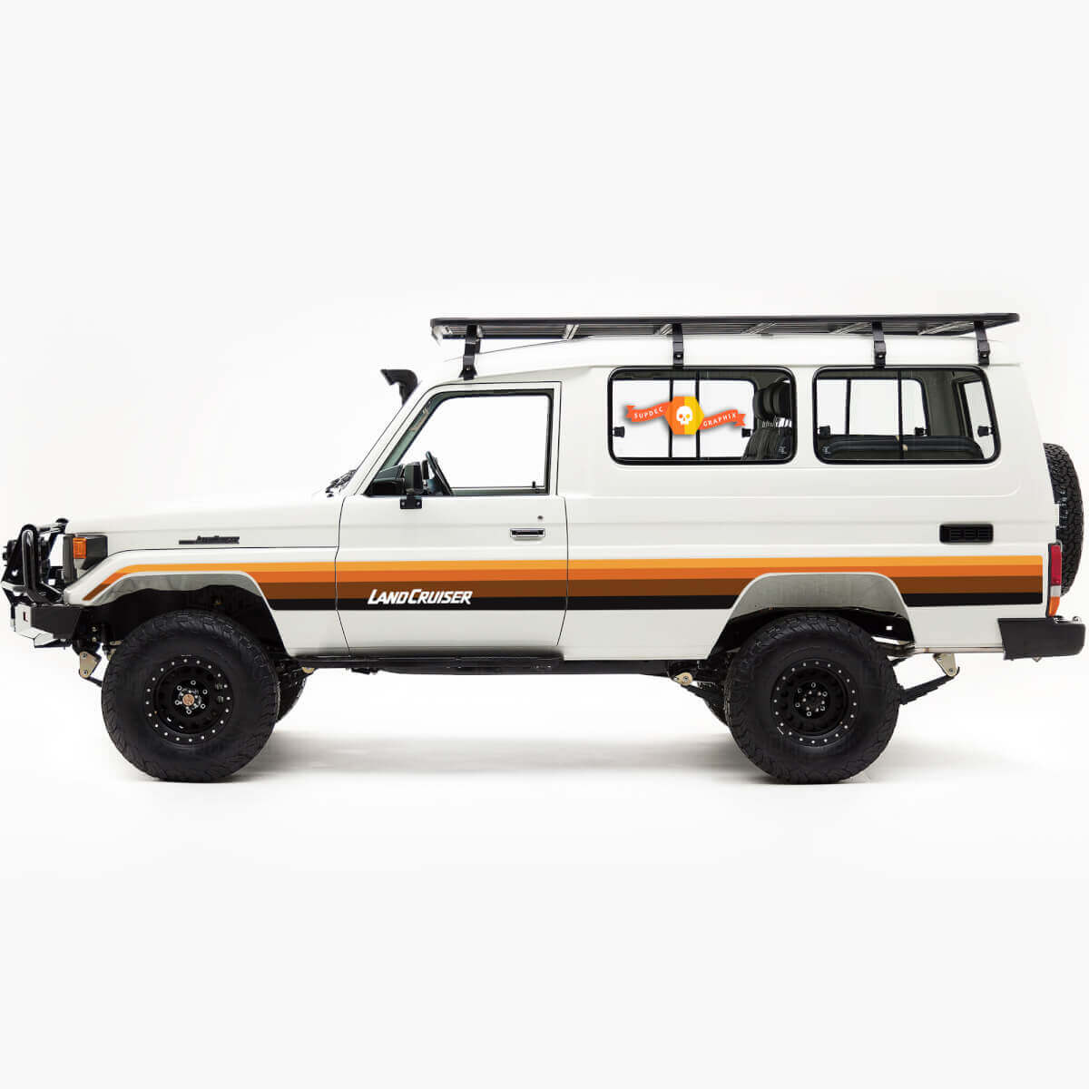 Vintage-Stil Seitenstreifen Vinyl-Aufkleber für Toyota Land Cruiser Troopy 75