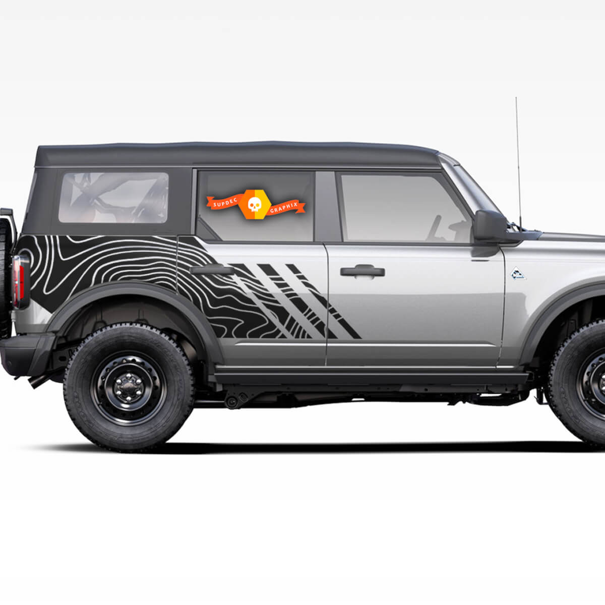 Topografische Karte benutzerdefinierte Seitentür -Aufkleber für Ford Bronco