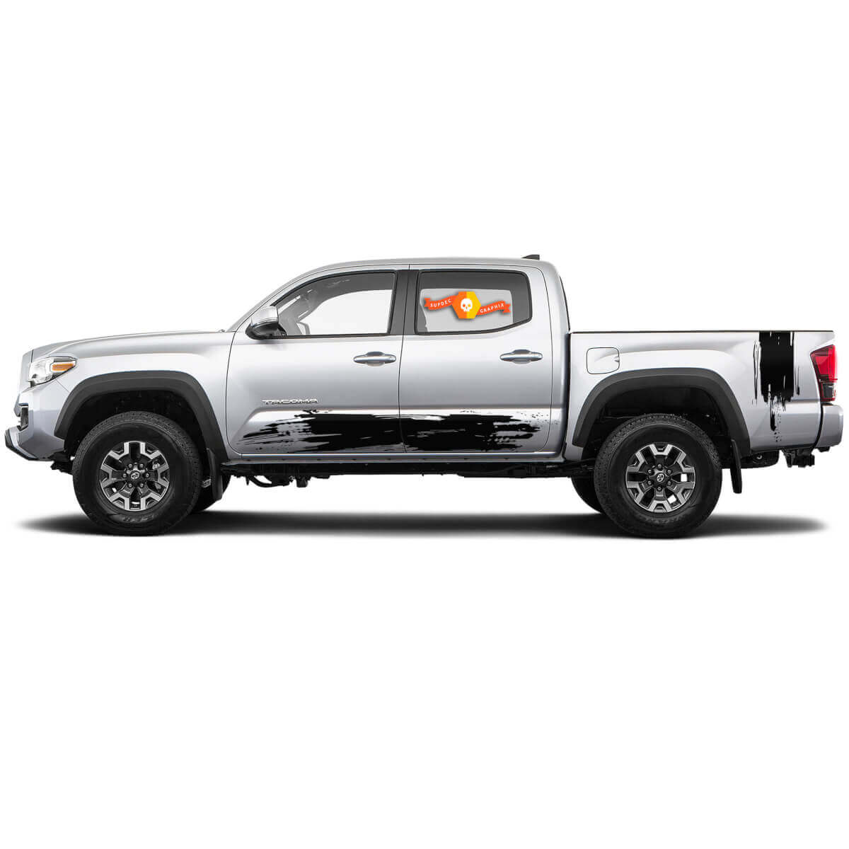 Schlamm-Spritz-Stil Streifen Heck Seitliche Schweller Vinylaufkleber Set für Toyota Tacoma